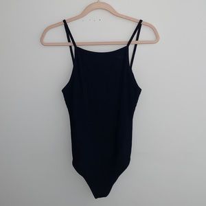 Black open back bodysuit